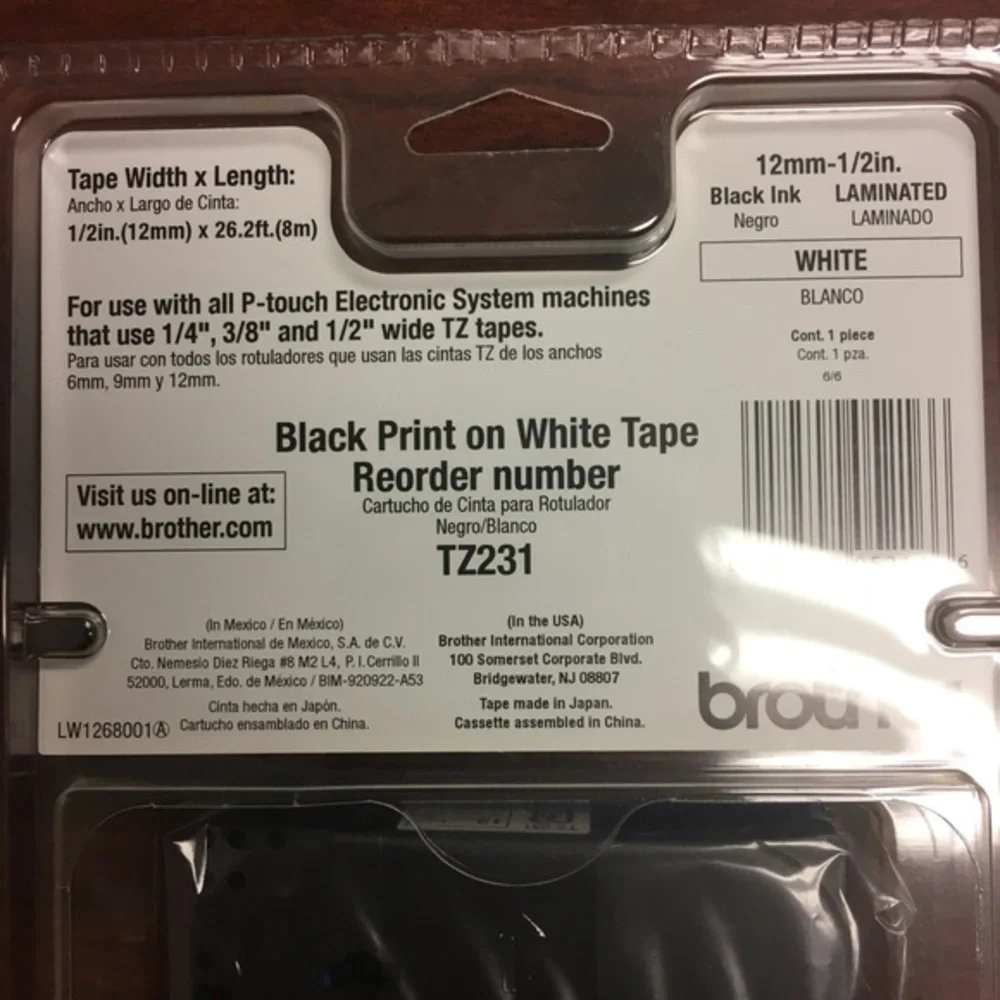 TZ Tape Brother P Touch 1/2' width Set of…